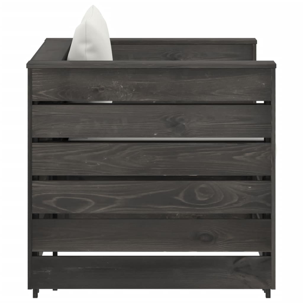 2-teiliges Lounge-Set mit Kissen aus grau imprägniertem Holz