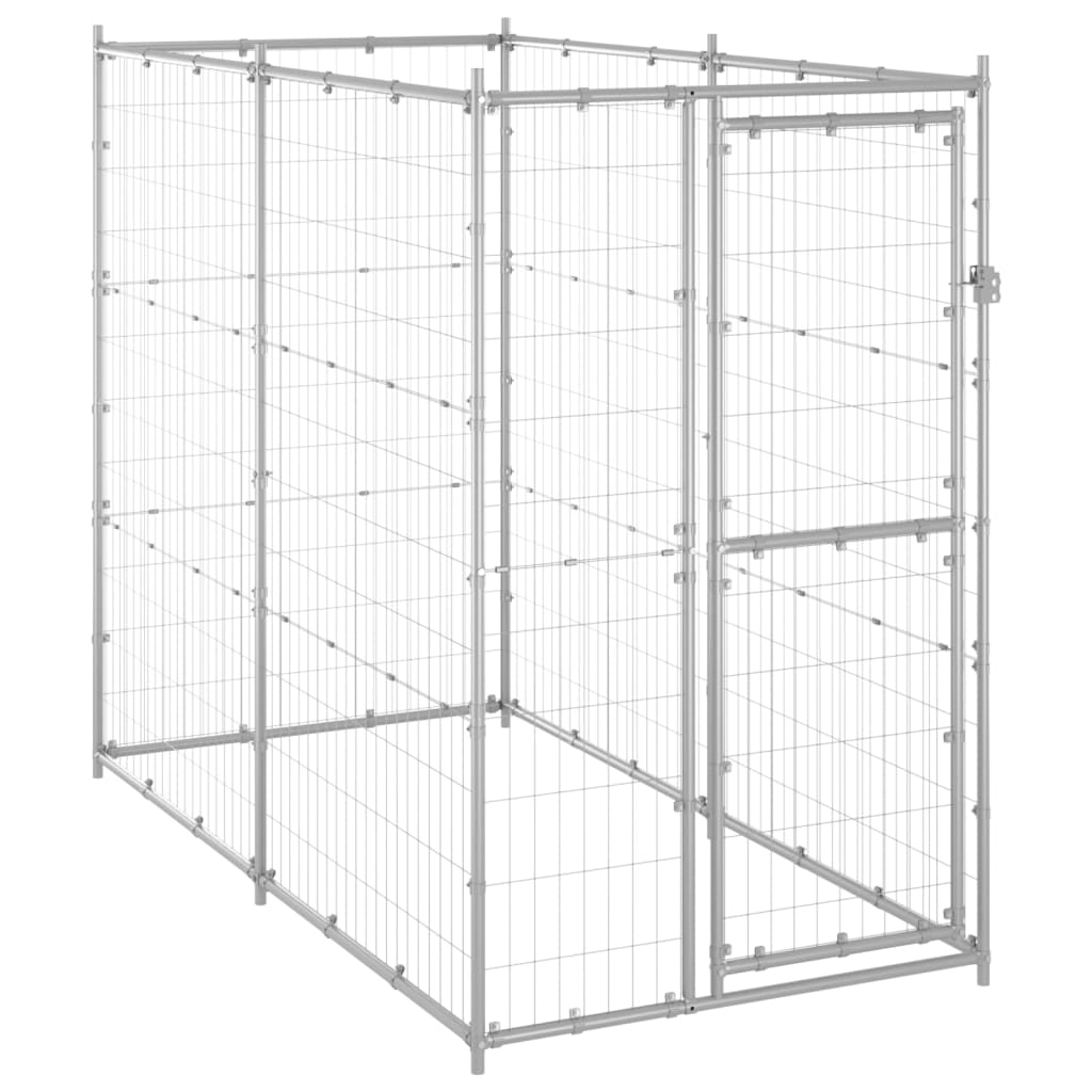 Hondenkennel Voor Buiten 110X220X180 Cm Gegalvaniseerd Staal