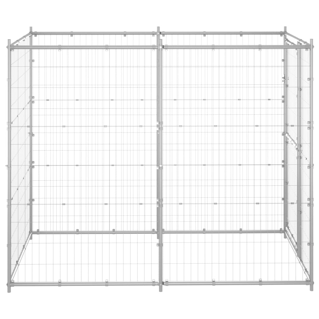 Hondenkennel Voor Buiten 110X220X180 Cm Gegalvaniseerd Staal