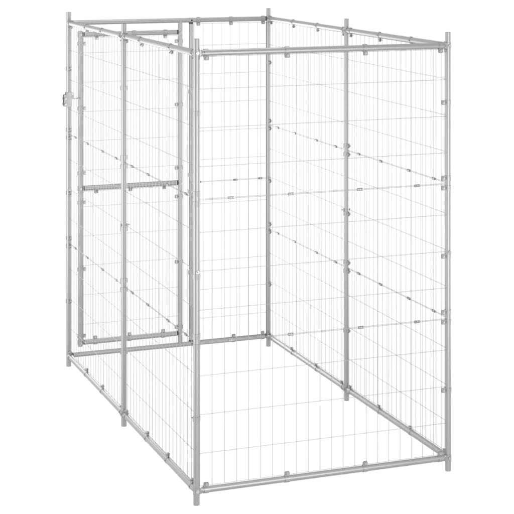 Hondenkennel Voor Buiten 110X220X180 Cm Gegalvaniseerd Staal