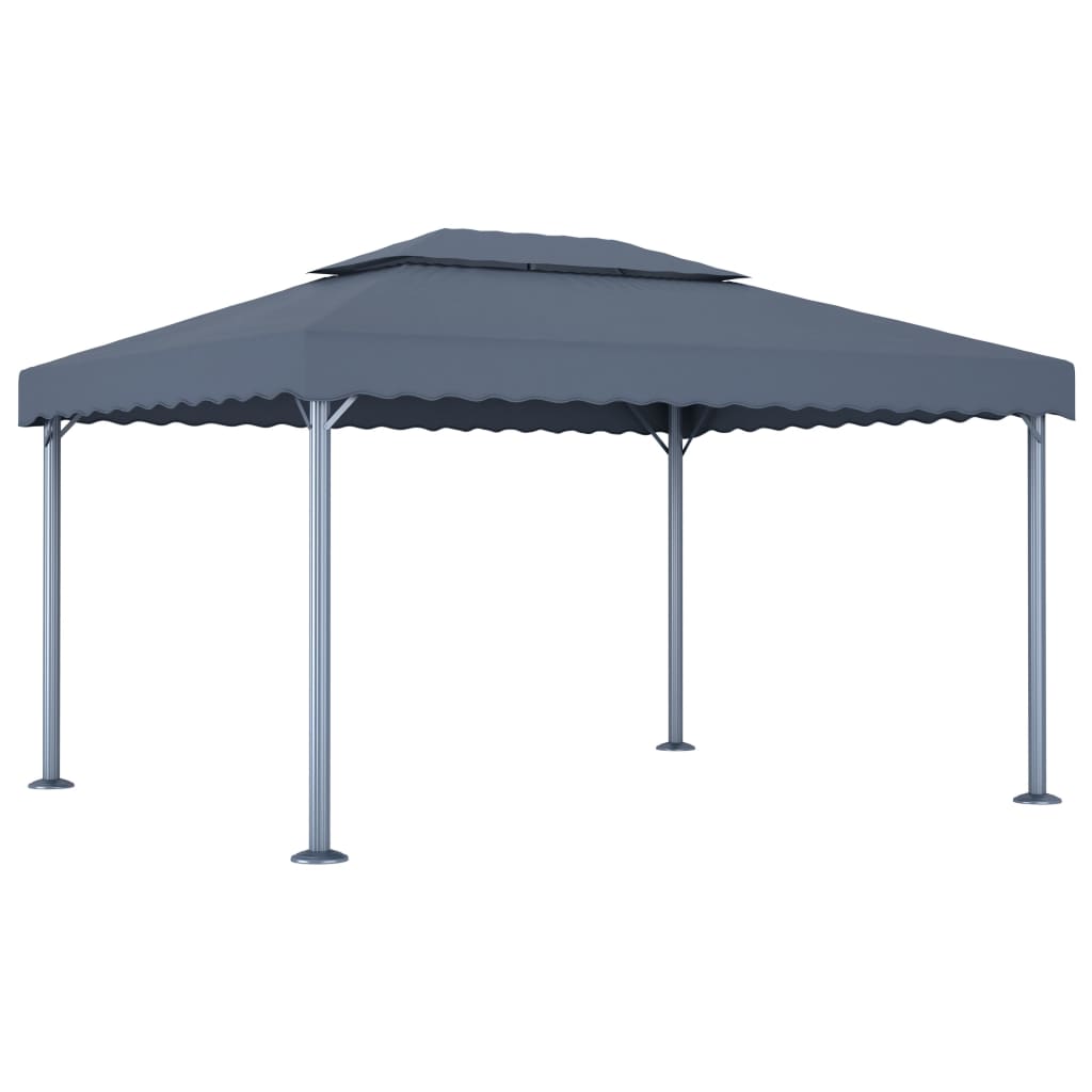 Prieel Met Led-Lichtslinger 400X300 Cm Aluminium Antracietkleur