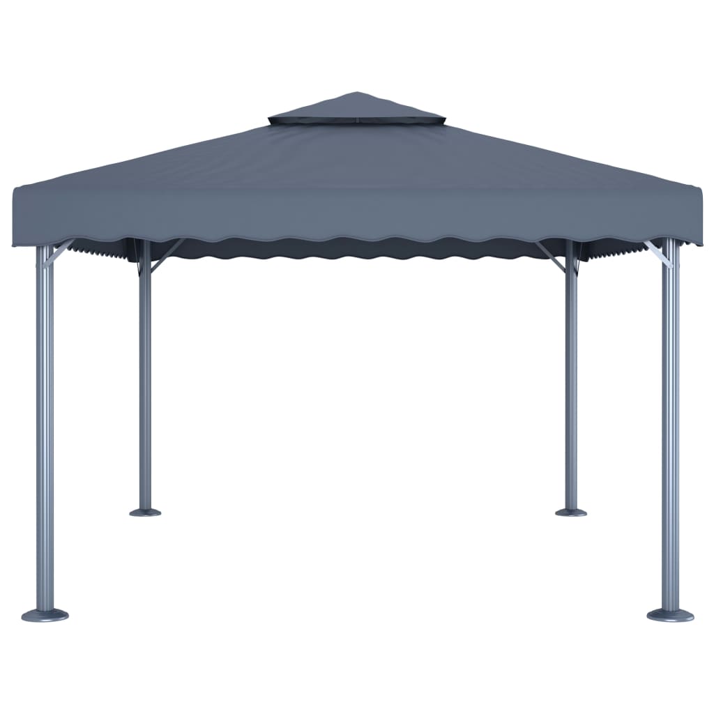 Prieel Met Led-Lichtslinger 400X300 Cm Aluminium Antracietkleur