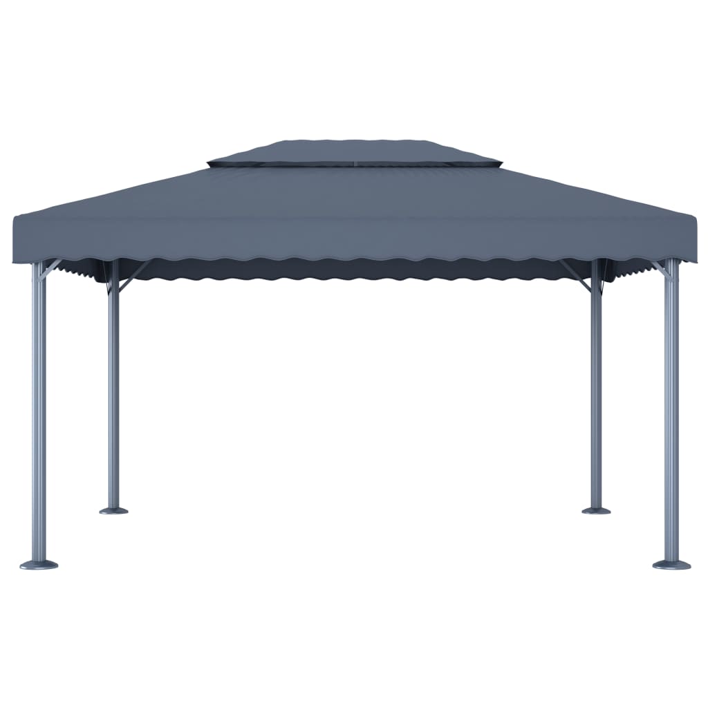 Prieel Met Led-Lichtslinger 400X300 Cm Aluminium Antracietkleur