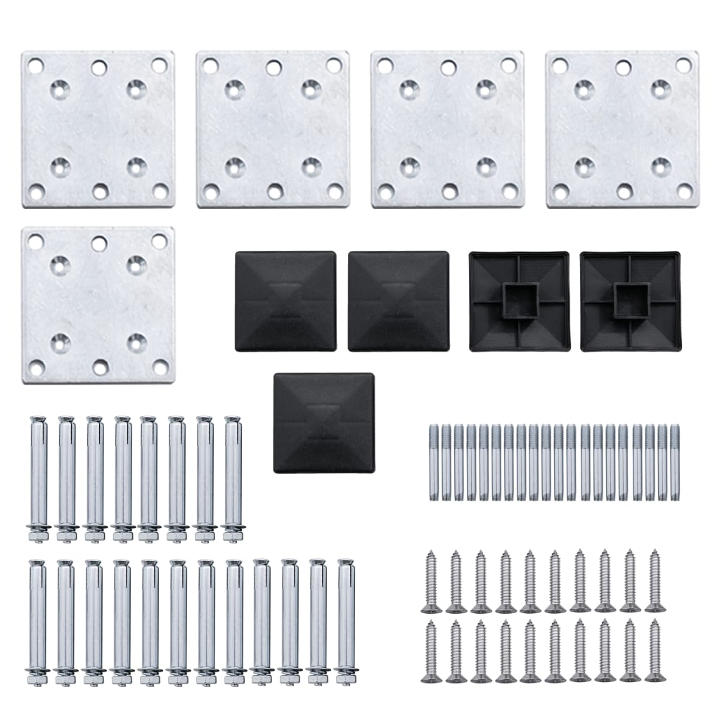 Schuttingpanelenset 699X186 Cm Hkc Zwart