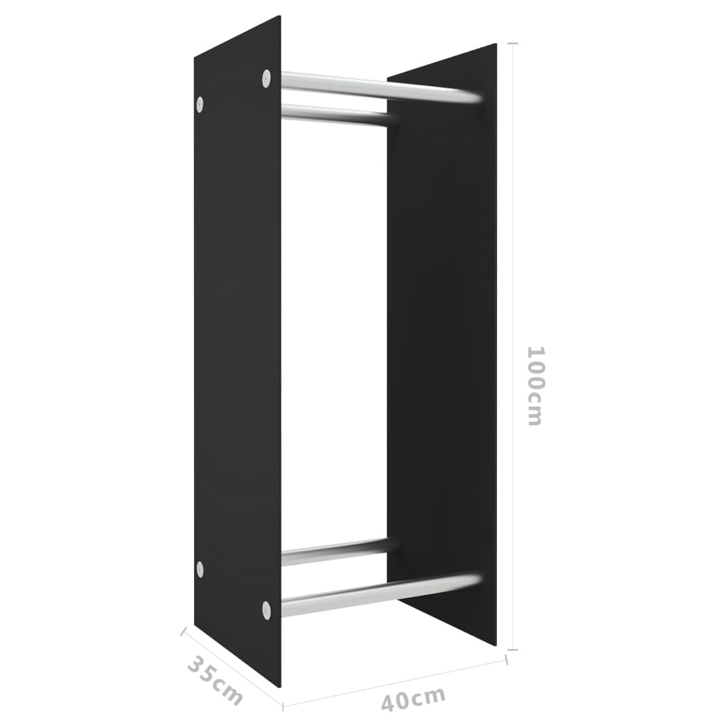 Haardhoutrek 40X35X100 Cm Gehard Glas Zwart