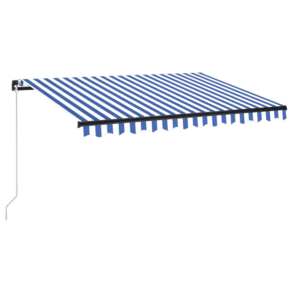 Luifel Handmatig Uittrekbaar Met Led 350X250 Cm Blauw En Wit