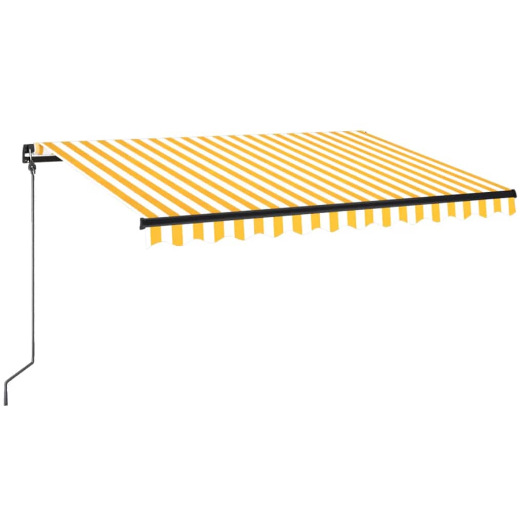 Luifel Handmatig Uittrekbaar Met Led 350X250 Cm Geel En Wit