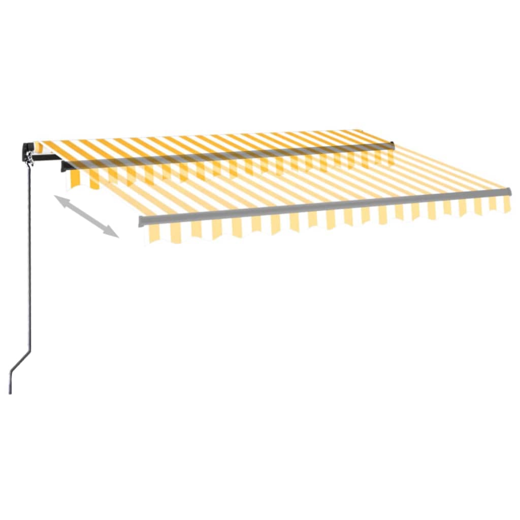 Luifel Handmatig Uittrekbaar Met Led 350X250 Cm Geel En Wit