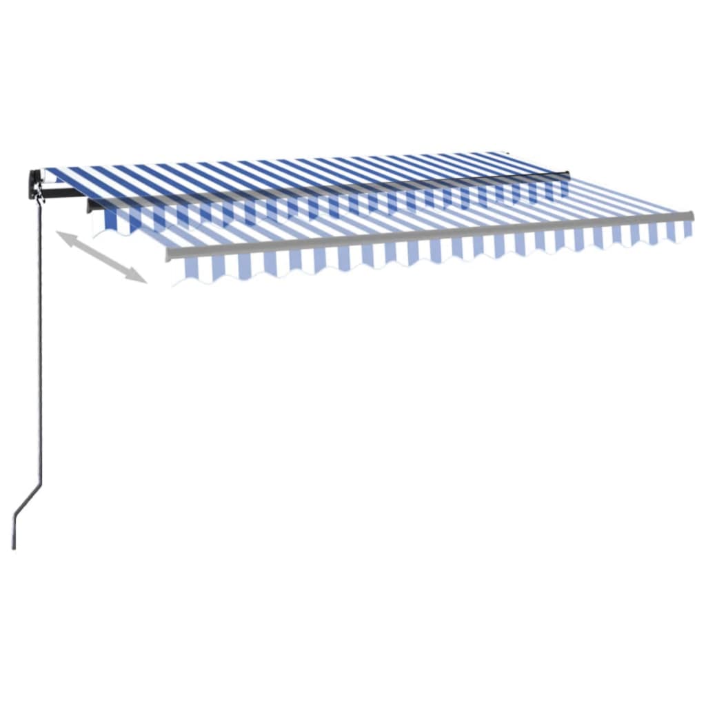 Luifel Handmatig Uittrekbaar Met Led 400X300 Cm Blauw En Wit