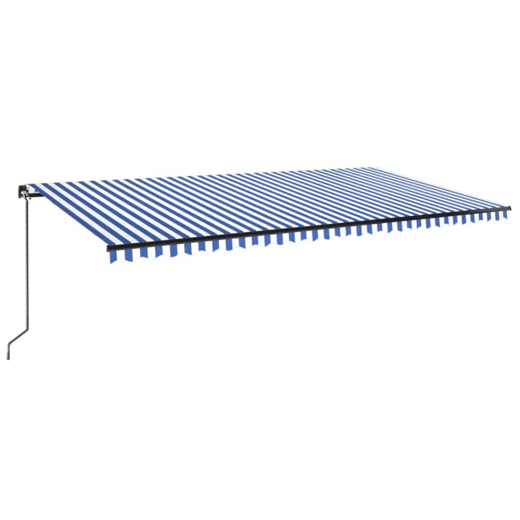 Luifel Handmatig Uittrekbaar Met Led 600X300 Cm Blauw En Wit