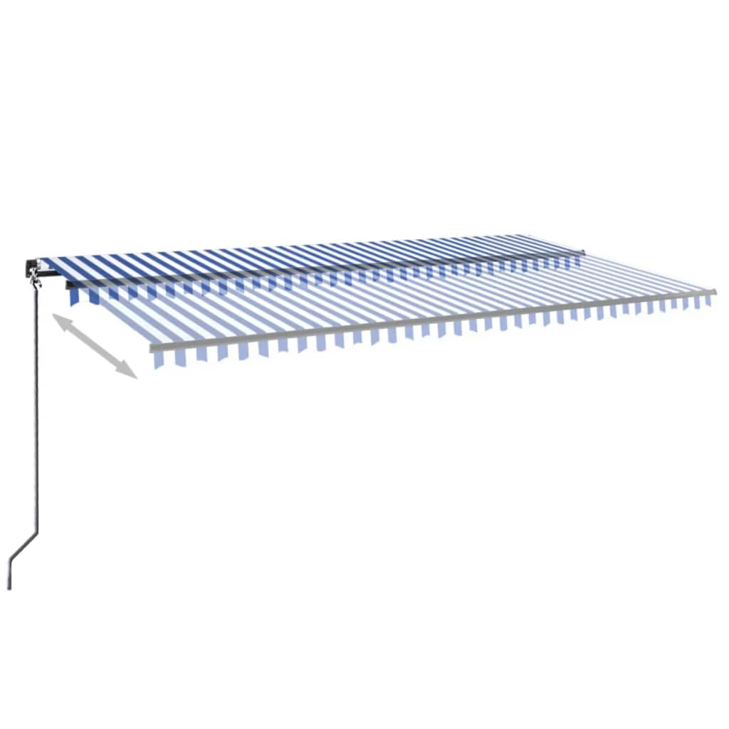 Luifel Handmatig Uittrekbaar Met Led 600X300 Cm Blauw En Wit
