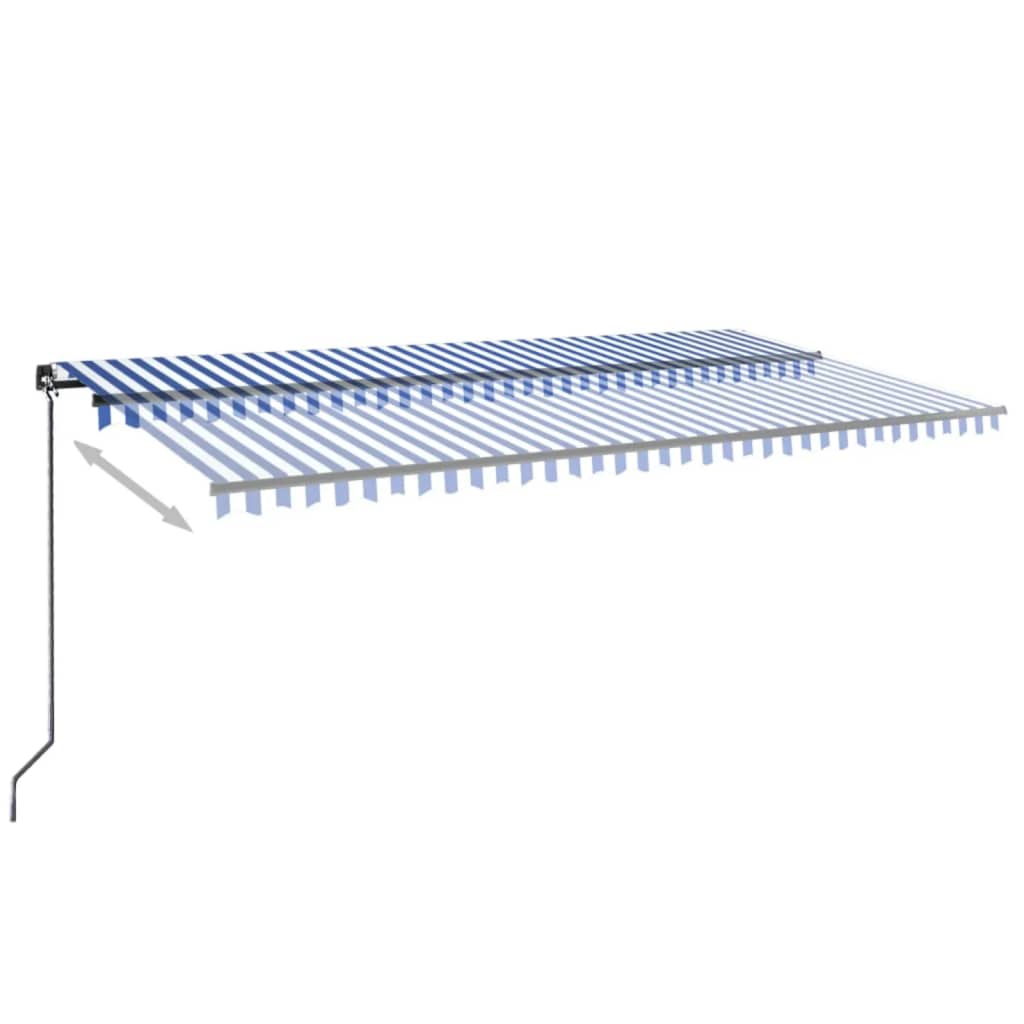 Luifel Handmatig Uittrekbaar 600X350 Cm Blauw En Wit