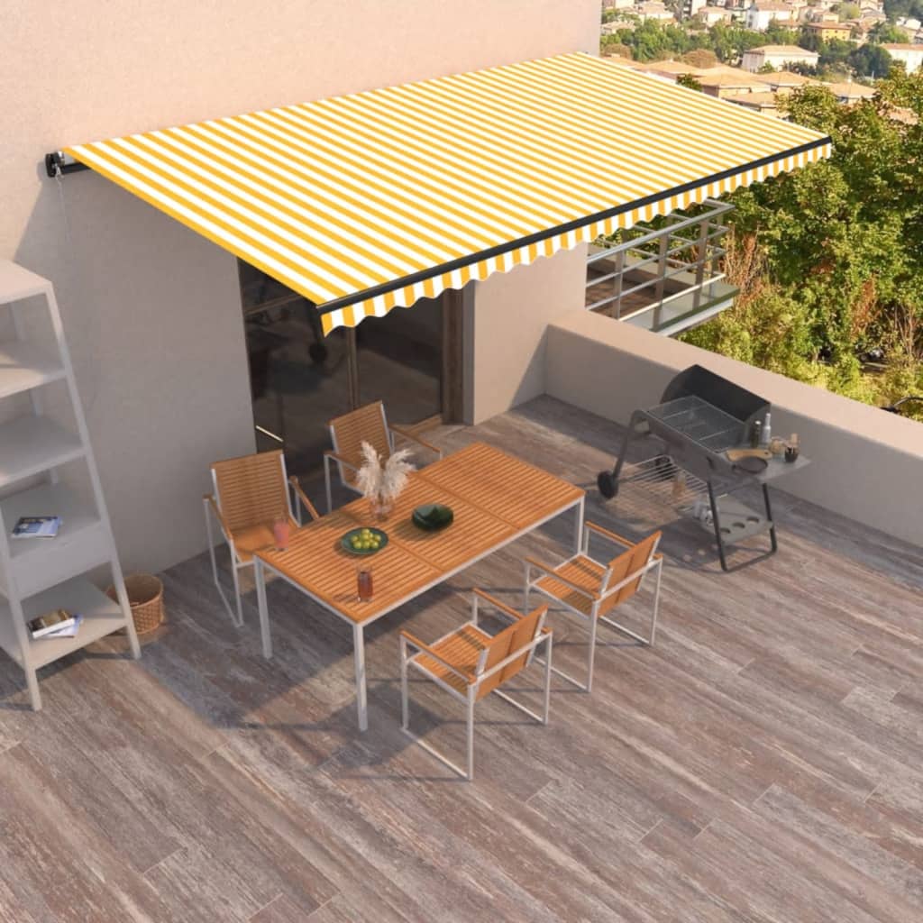 Luifel Handmatig Uittrekbaar 600X350 Cm Geel En Wit
