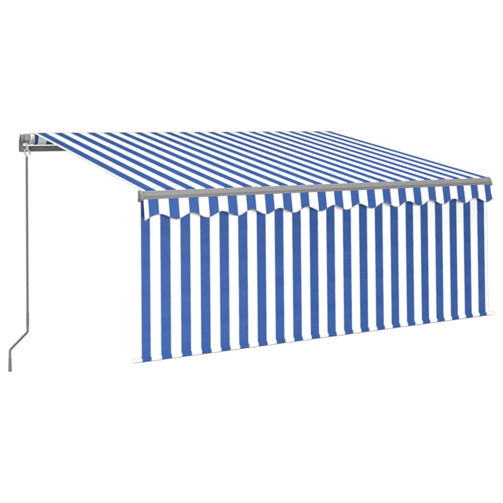 Luifel Handmatig Uittrekbaar Rolgordijn Led 3X2,5 M Blauw Wit