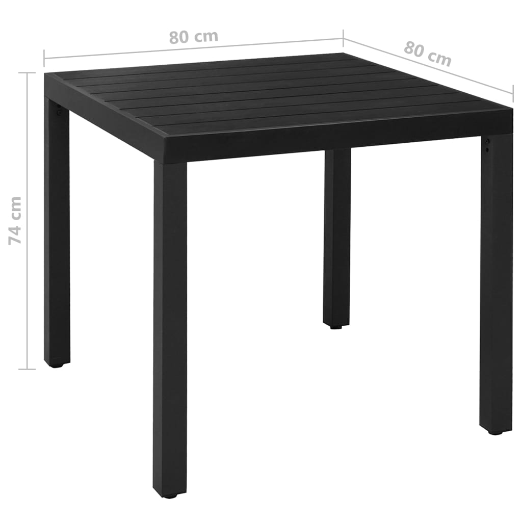 5-teiliges Gartenset Aluminium Schwarz