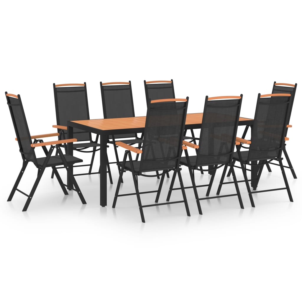 9-Delige Tuinset Aluminium Zwart