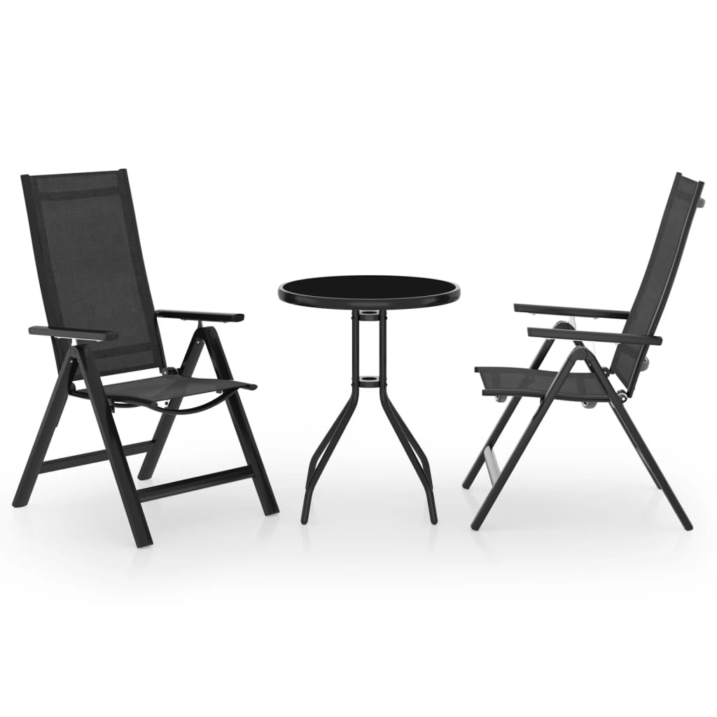 3-teiliges Bistro-Set Schwarz und Anthrazit