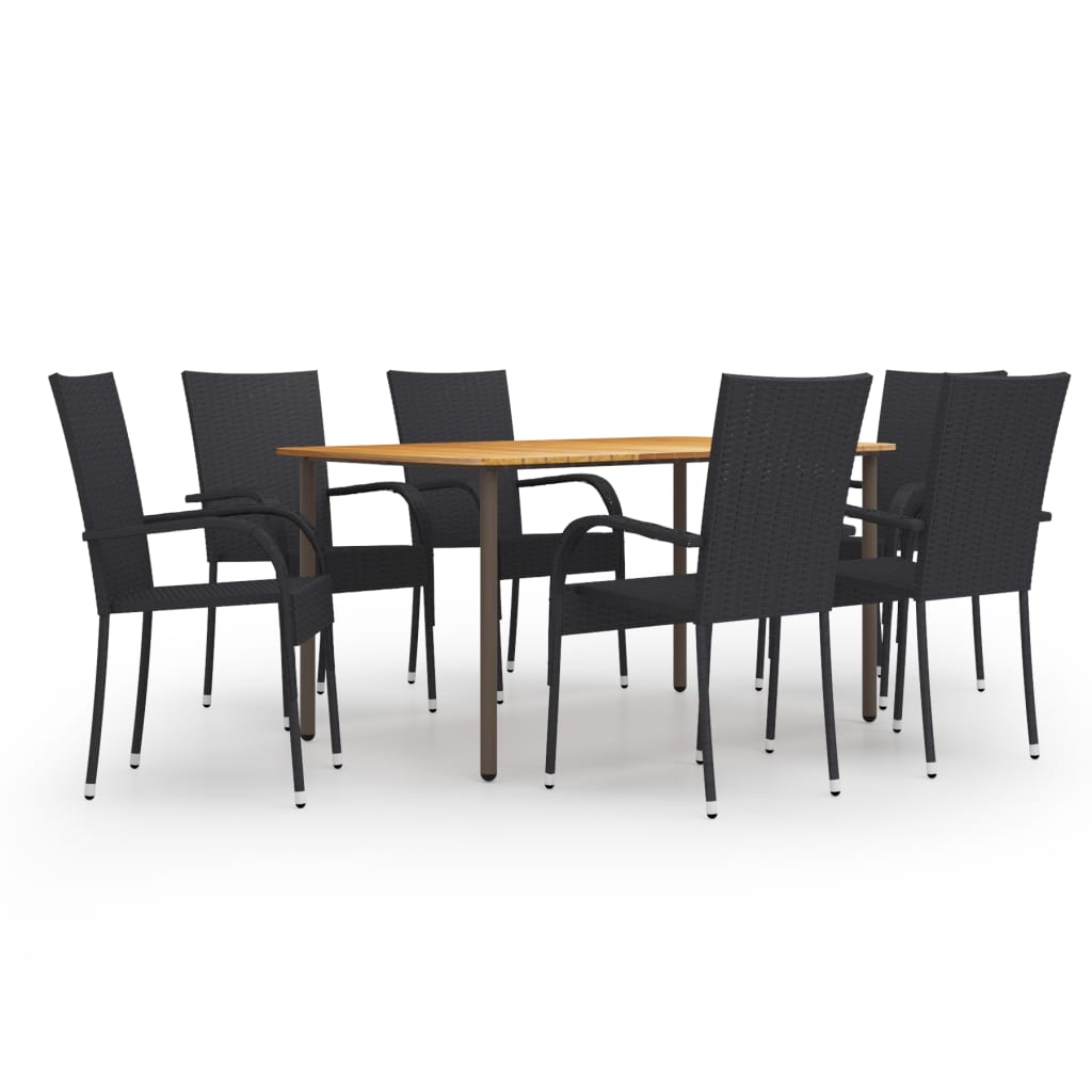 7-Delige Tuinset Poly Rattan Zwart
