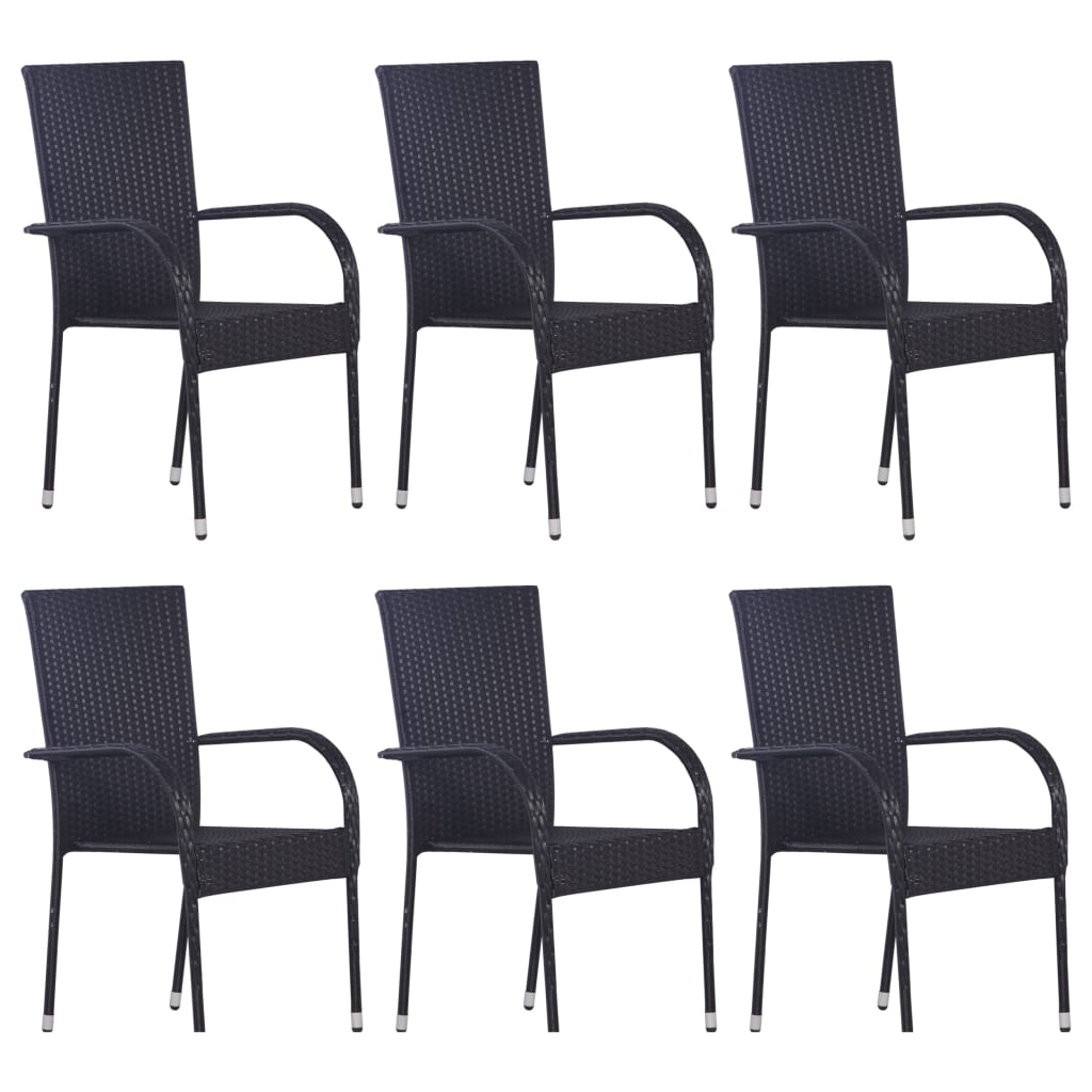 7-Delige Tuinset Poly Rattan Zwart