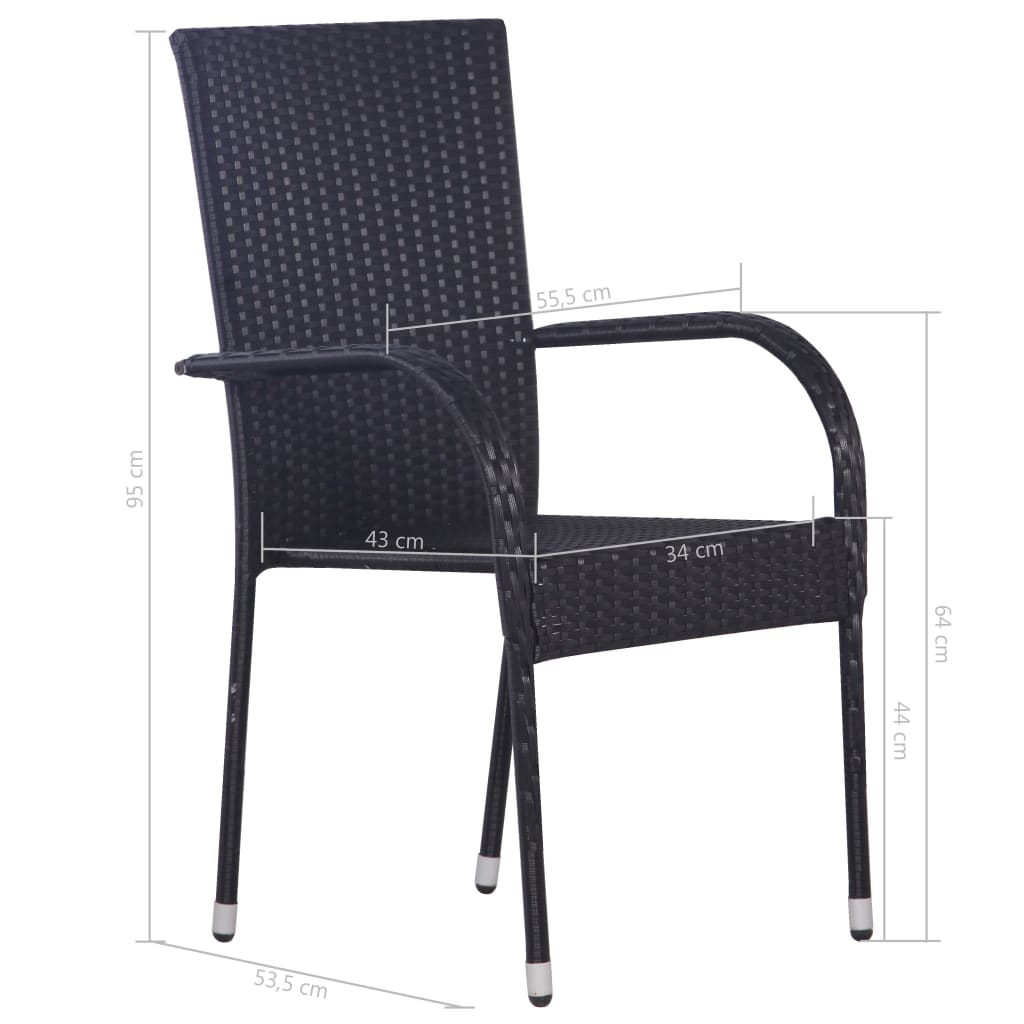 7-Delige Tuinset Poly Rattan Zwart