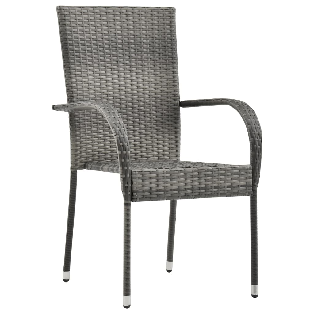 7-teiliges Gartenset Poly Rattan Grau
