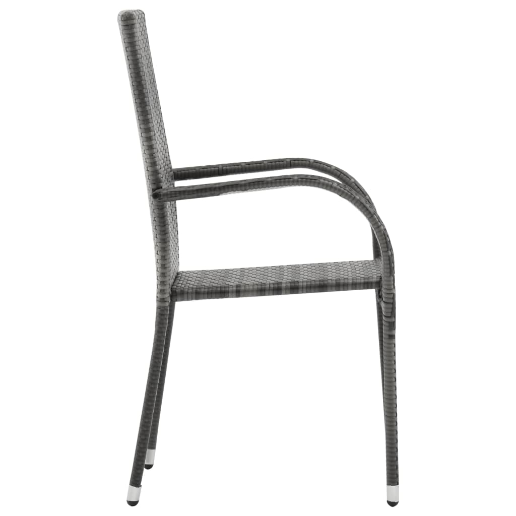 7-teiliges Gartenset Poly Rattan Grau