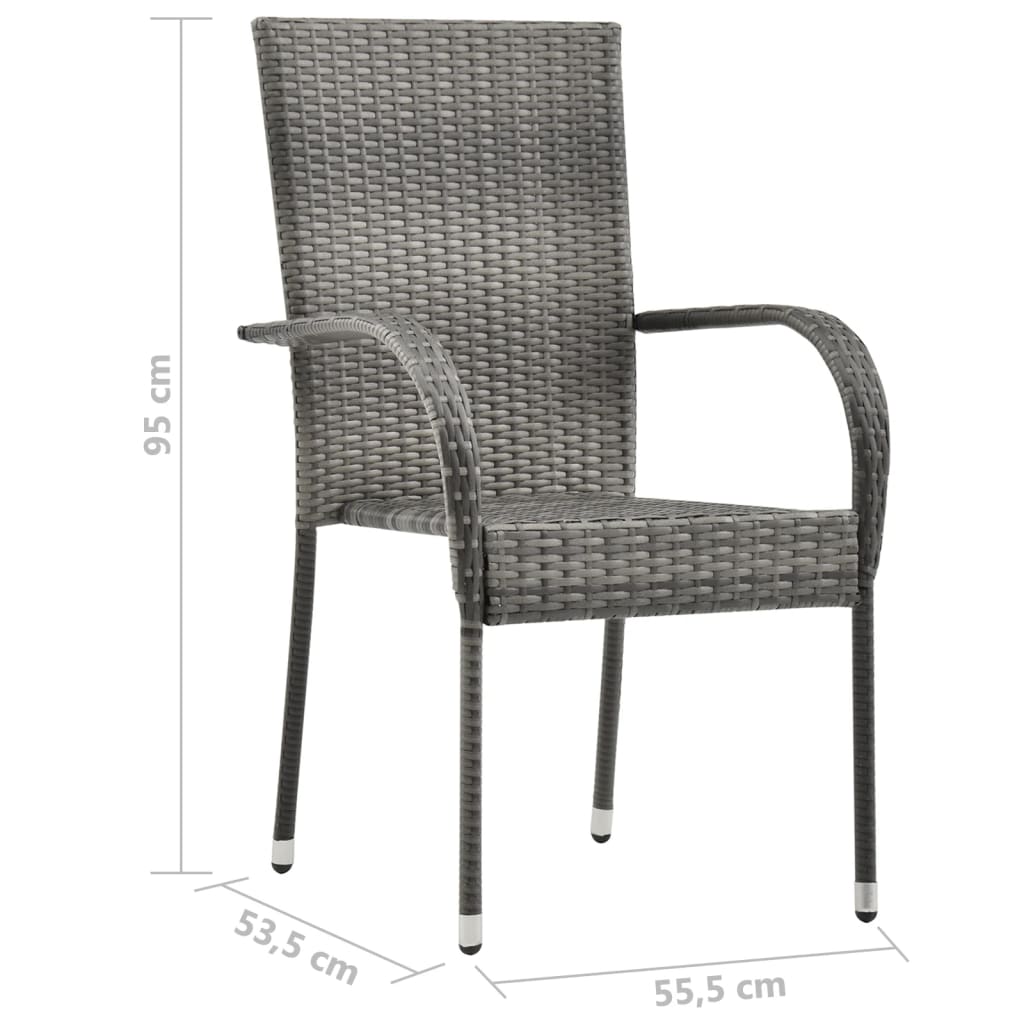 7-teiliges Gartenset Poly Rattan Grau