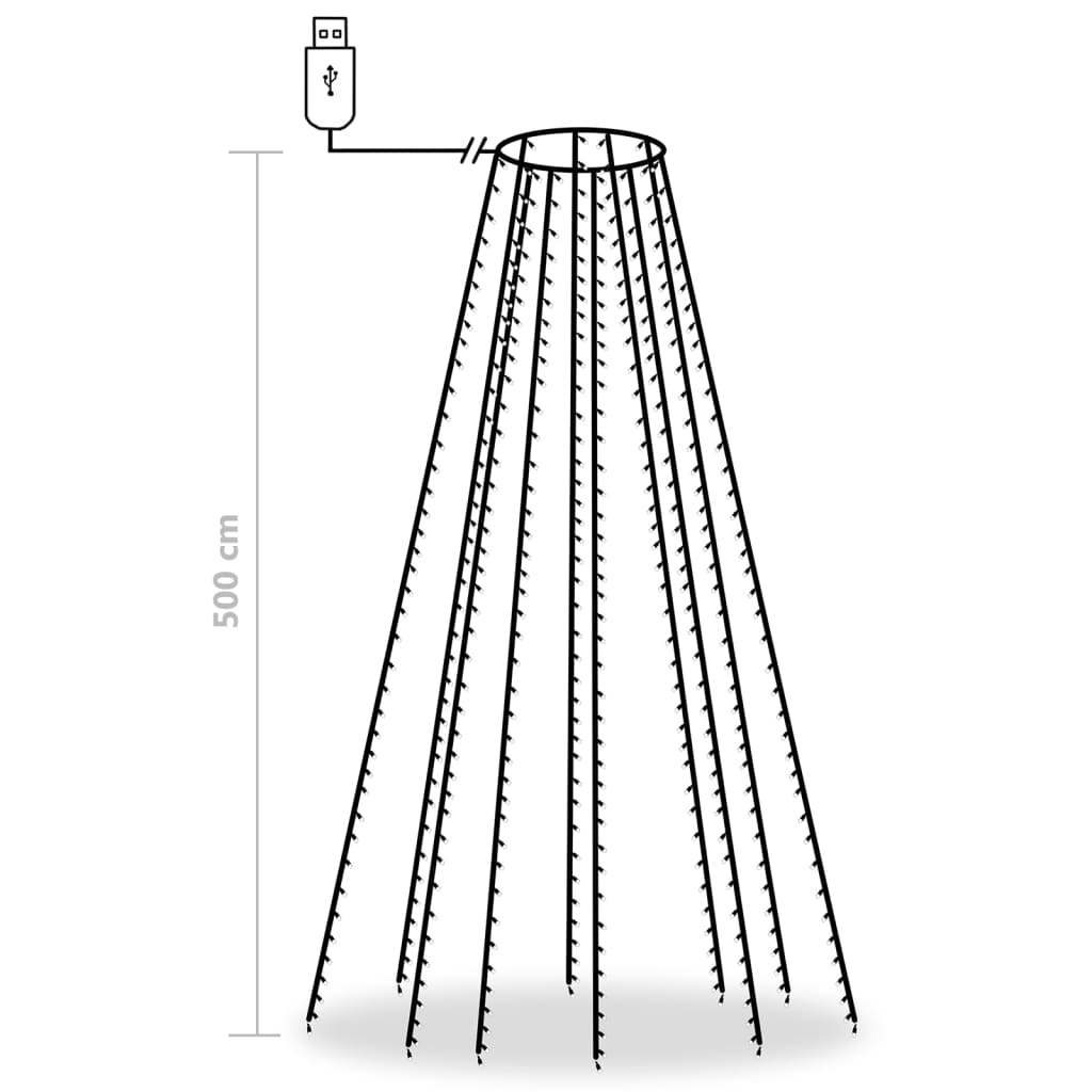 Kerstboomverlichting Met 500 Led's Koudwit Binnen/Buiten 500 Cm