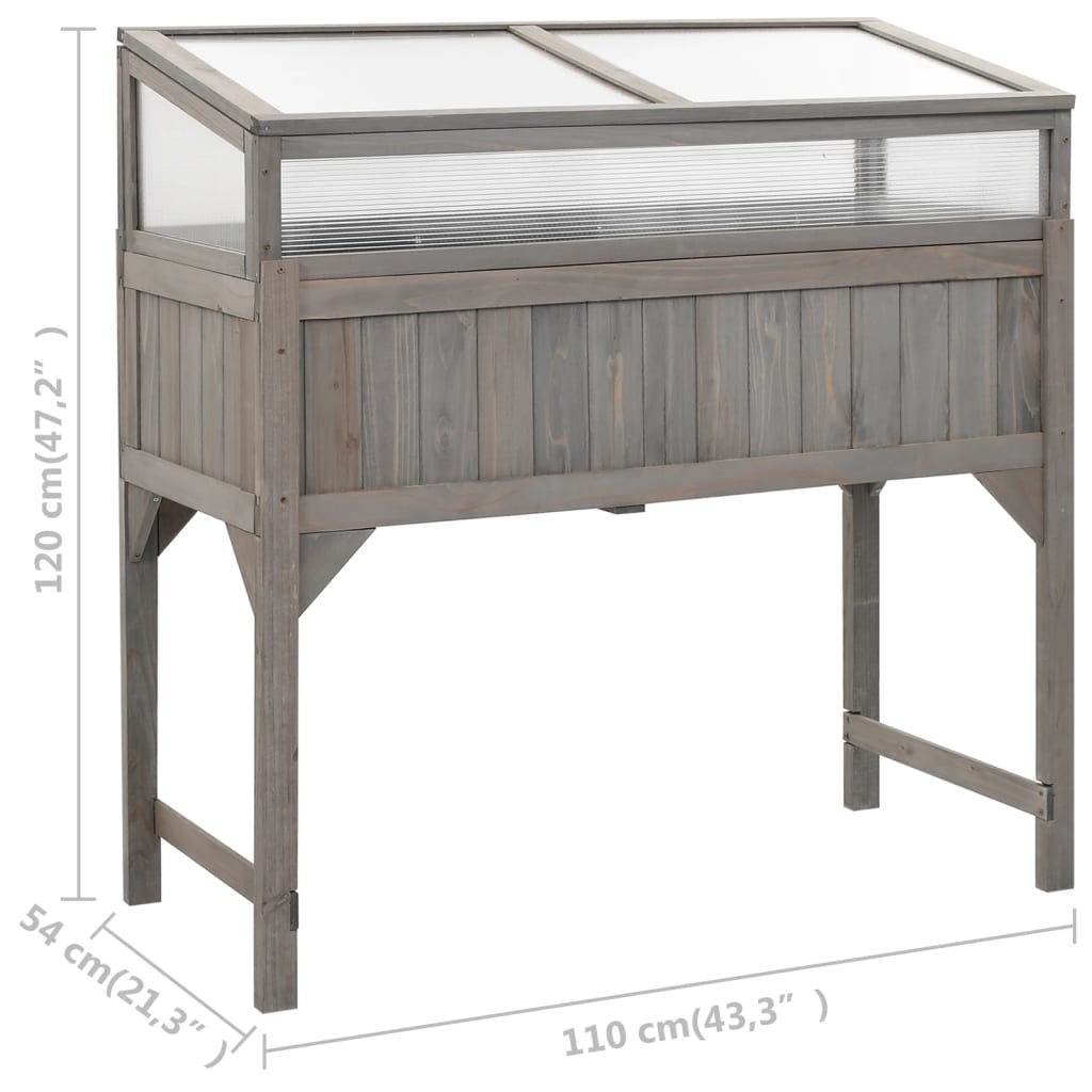 Pflanzgefäß mit Gewächshaus 110 x 54 x 120 cm, massives Fichtenholz