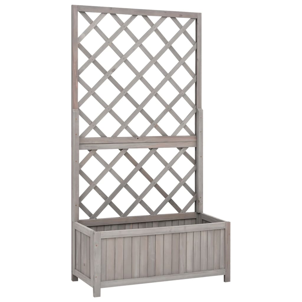 Latwerkplantenbak 70X30X135 Cm Massief Vurenhout Grijs