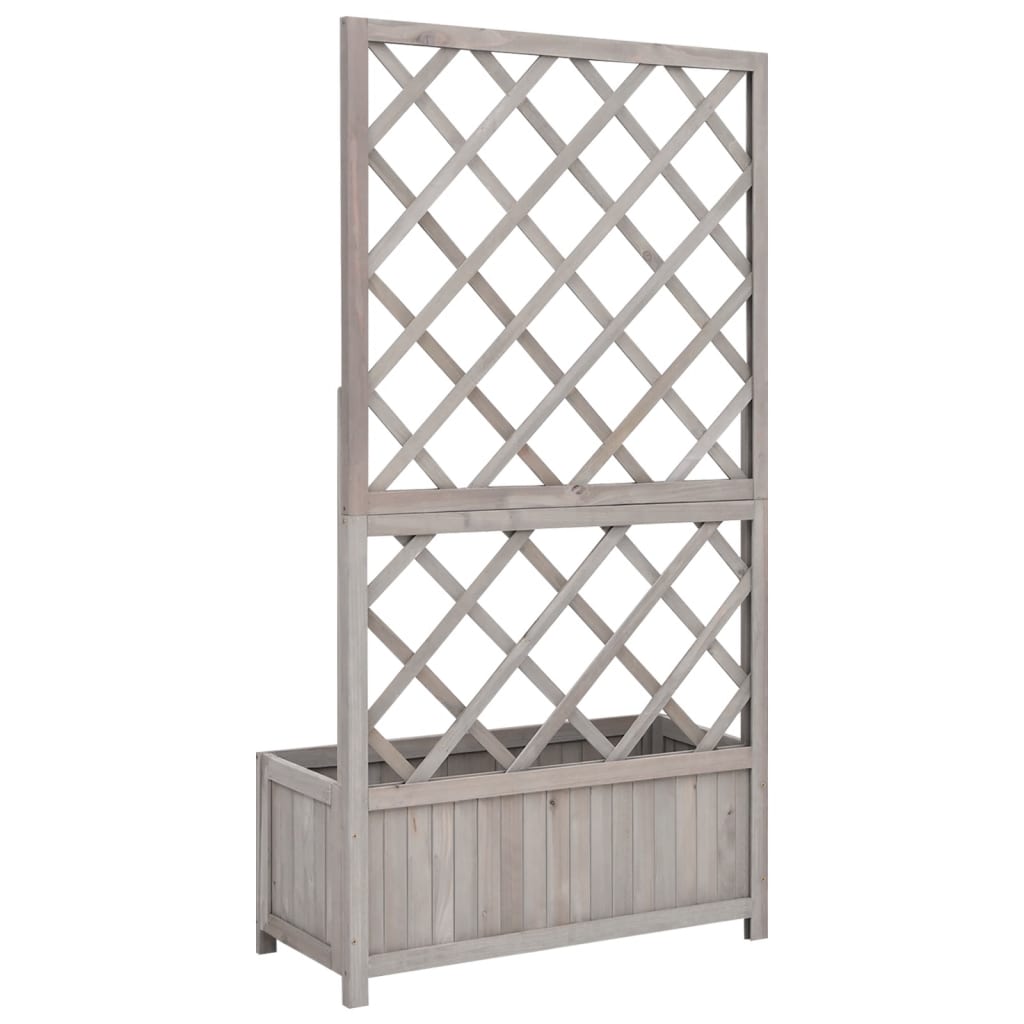Latwerkplantenbak 70X30X135 Cm Massief Vurenhout Grijs