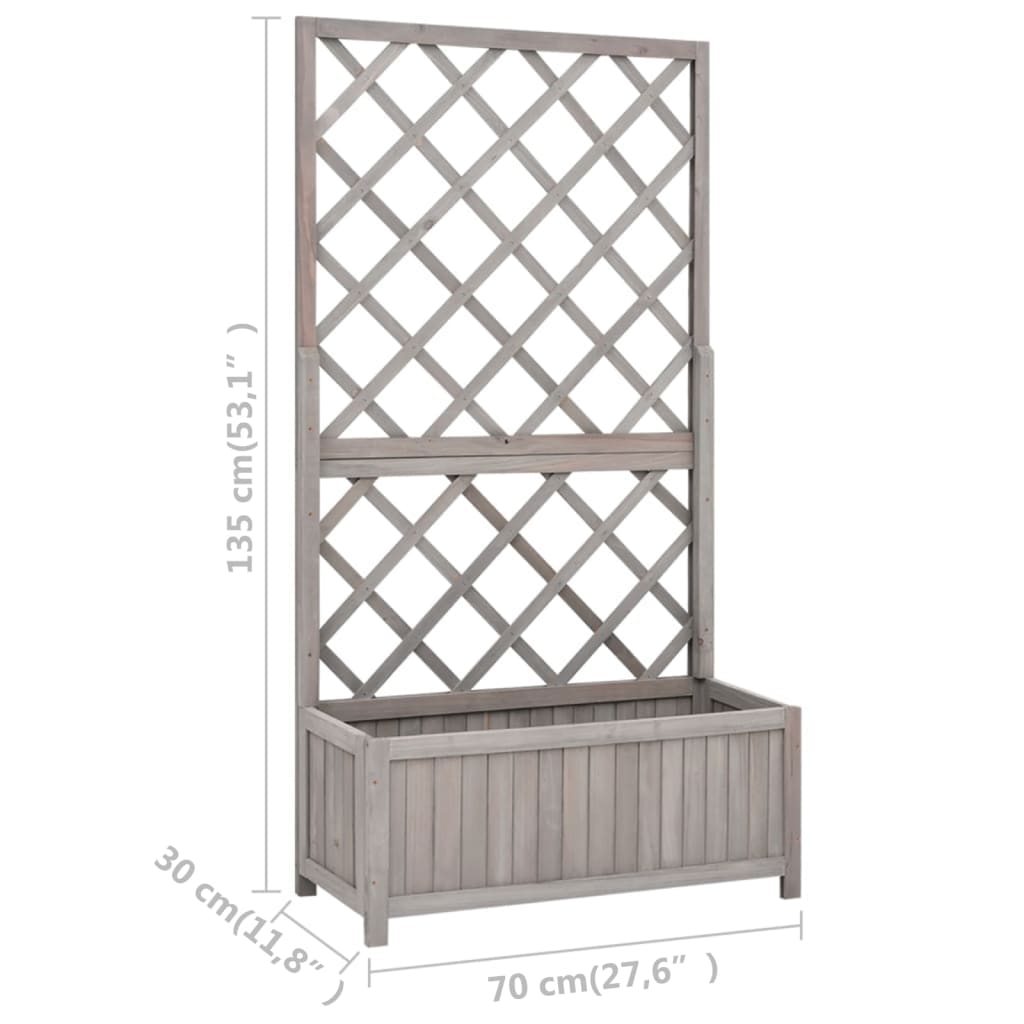 Latwerkplantenbak 70X30X135 Cm Massief Vurenhout Grijs
