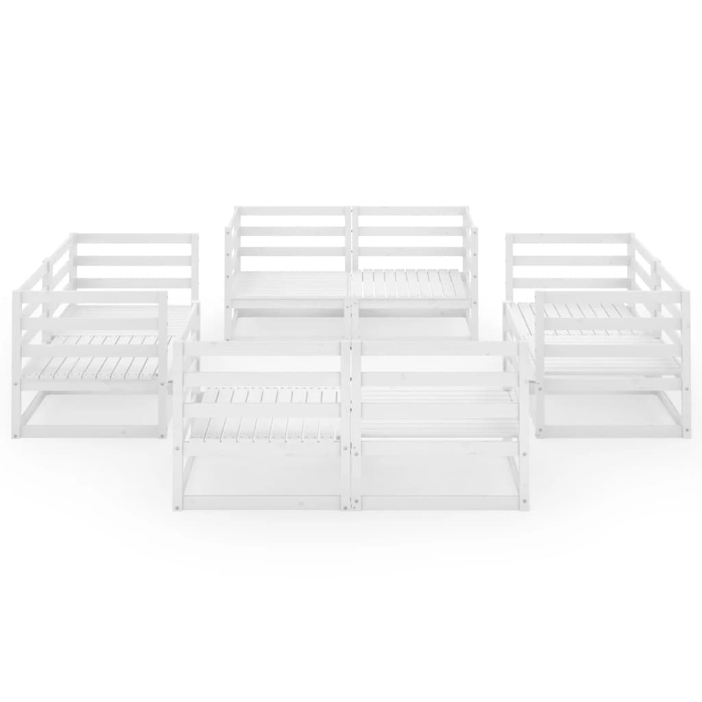 8-Delige Loungeset Massief Grenenhout Wit