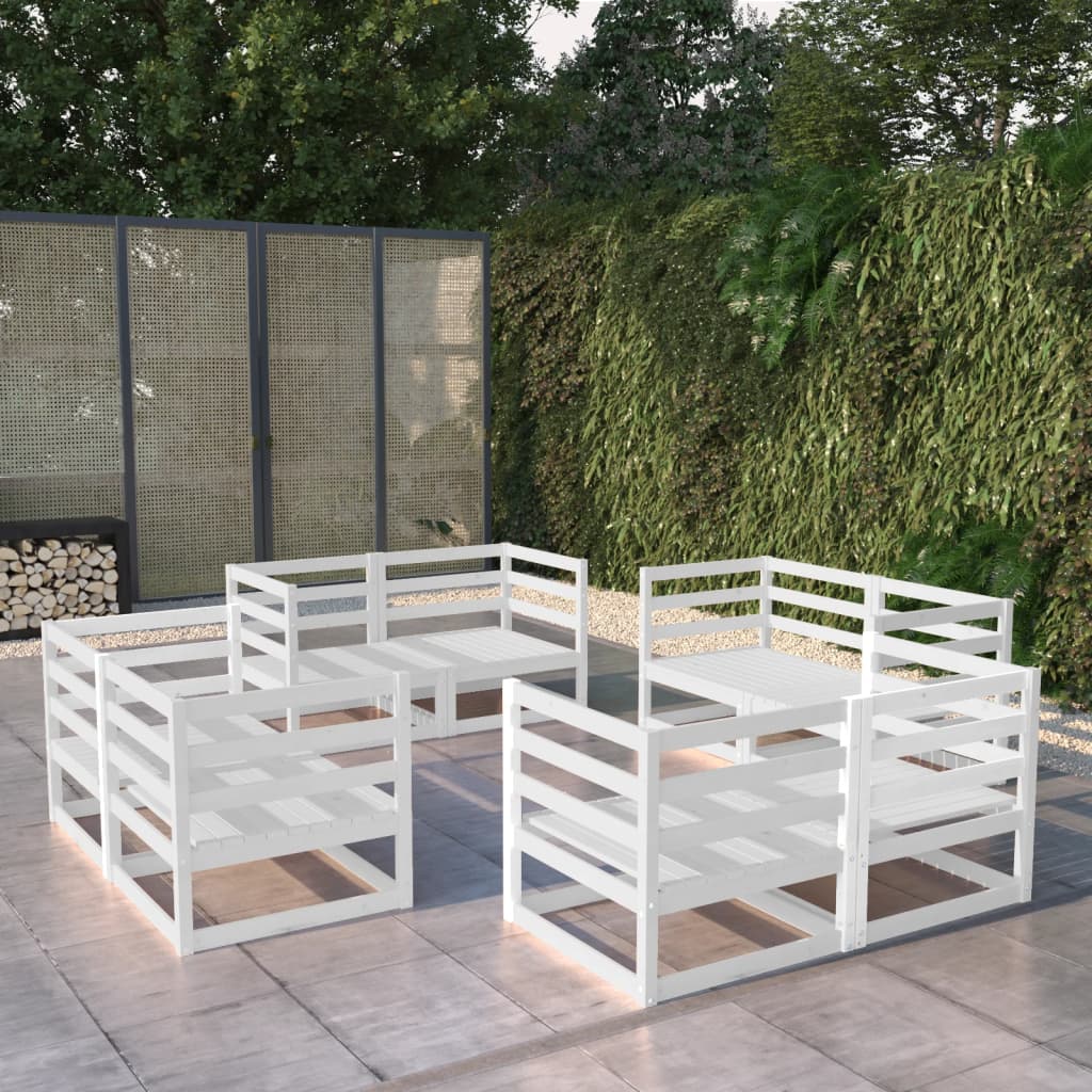 8-Delige Loungeset Massief Grenenhout Wit