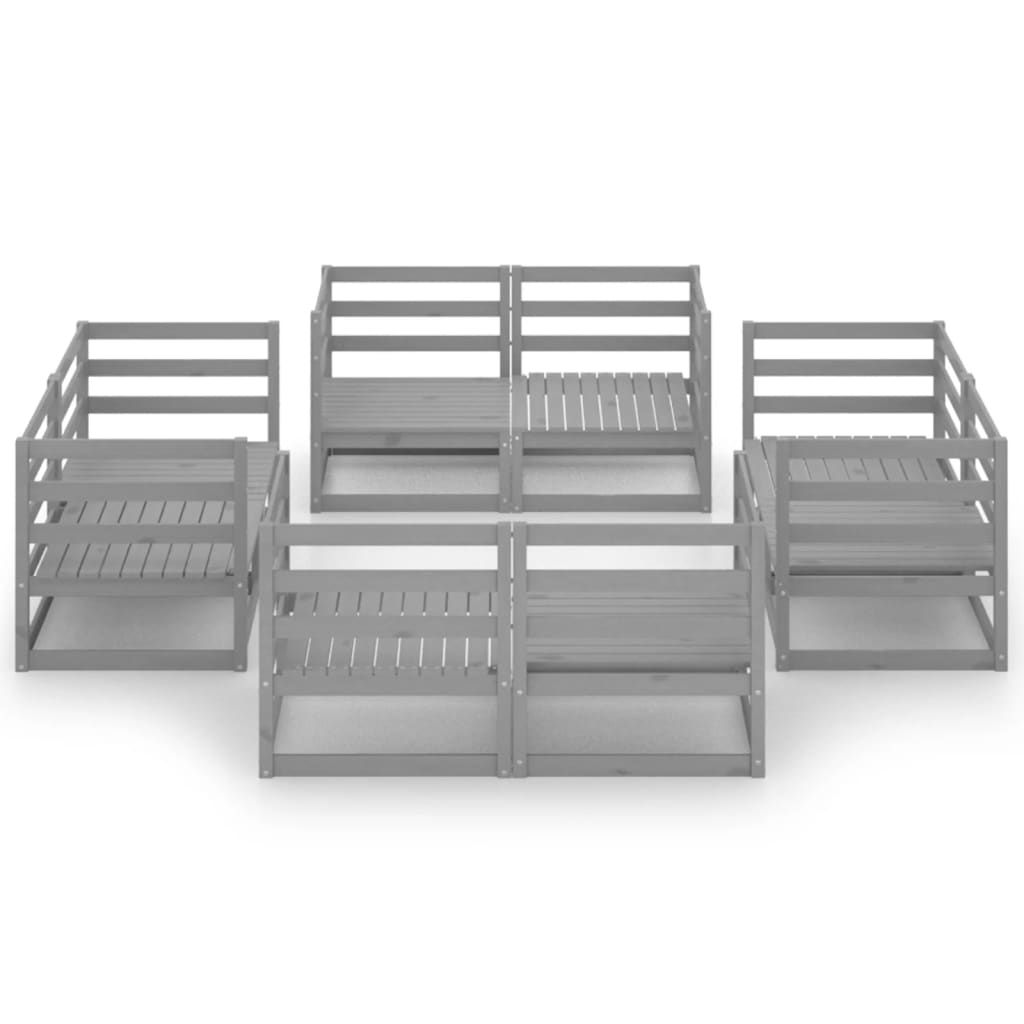 8-Delige Loungeset Massief Grenenhout Grijs