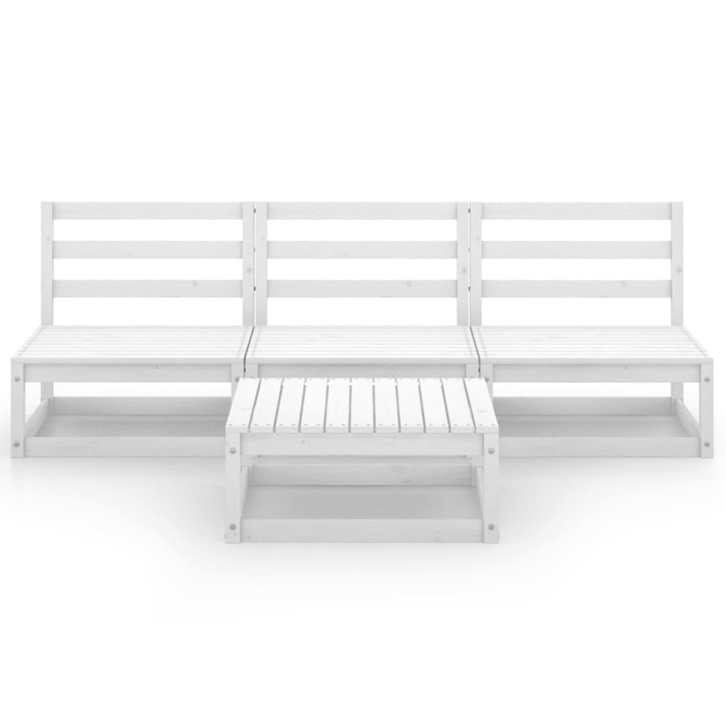 4-teiliges Lounge-Set aus massivem Kiefernholz weiß