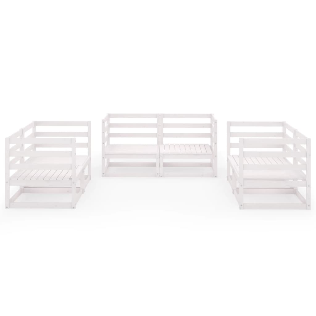 6-Delige Loungeset Massief Grenenhout Wit