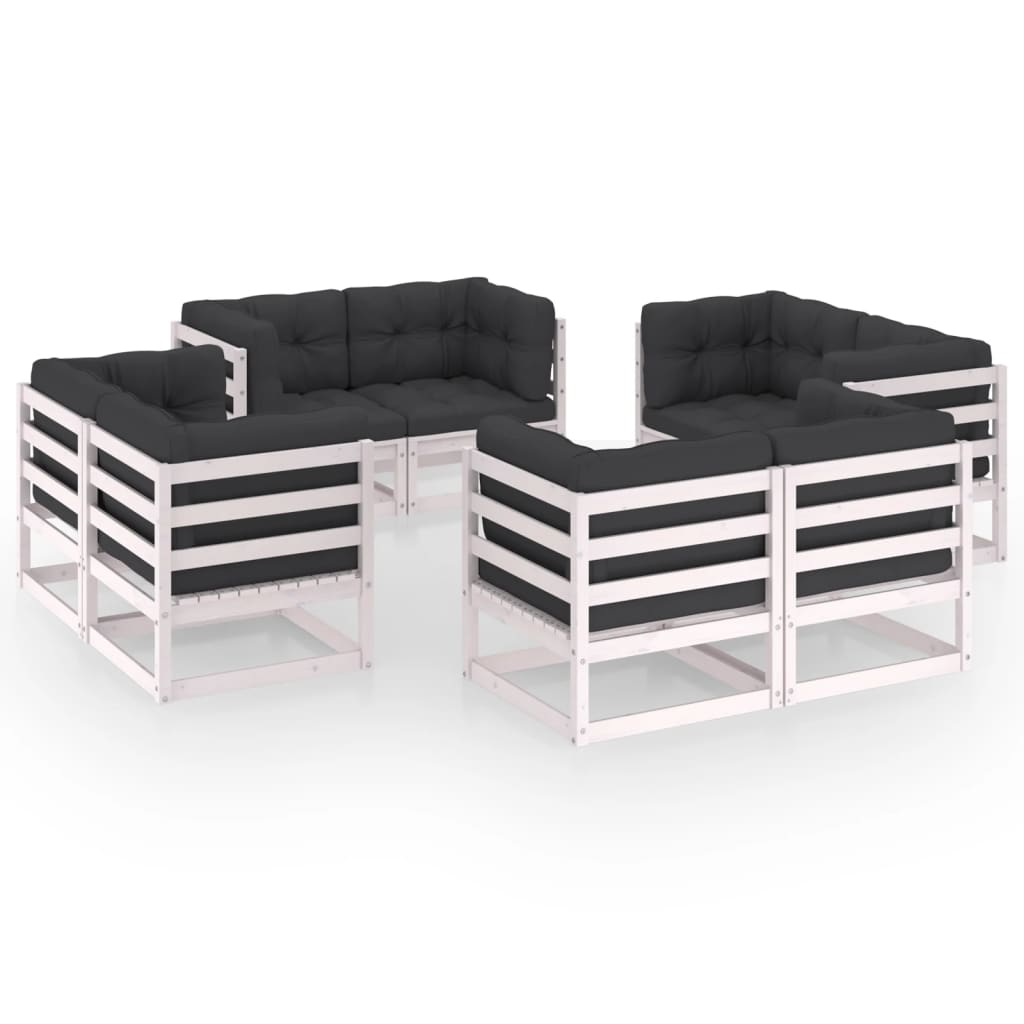 8-Delige Loungeset Met Kussens Massief Grenenhout