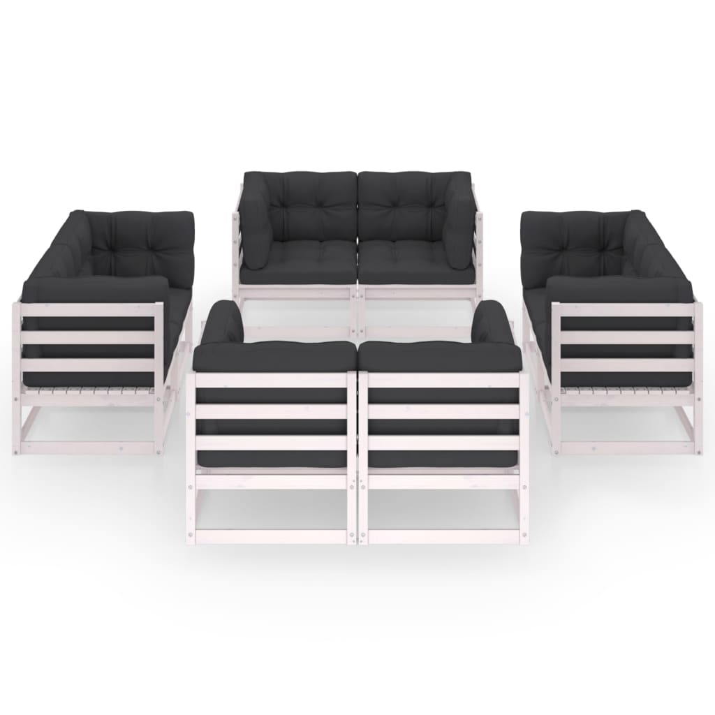 8-Delige Loungeset Met Kussens Massief Grenenhout