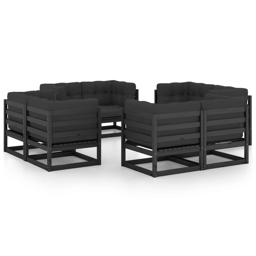 8-teiliges Lounge-Set mit Kissen aus massivem Kiefernholz