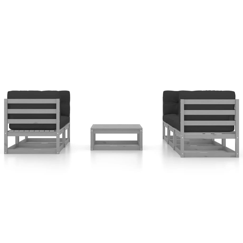 6-Delige Loungeset Met Kussens Massief Grenenhout