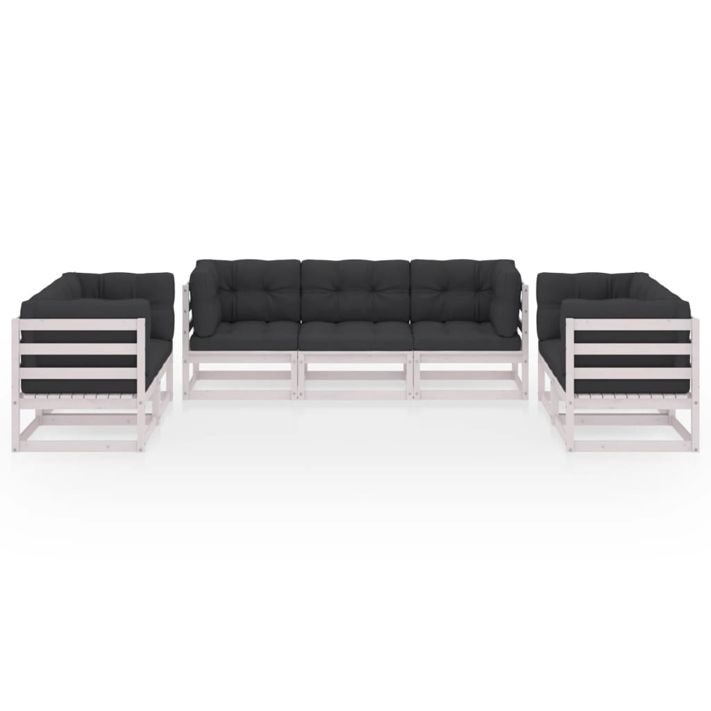 7-Delige Loungeset Met Kussens Massief Grenenhout