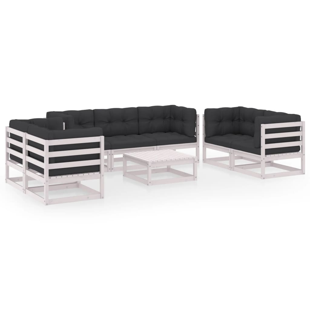 8-Delige Loungeset Met Kussens Massief Grenenhout