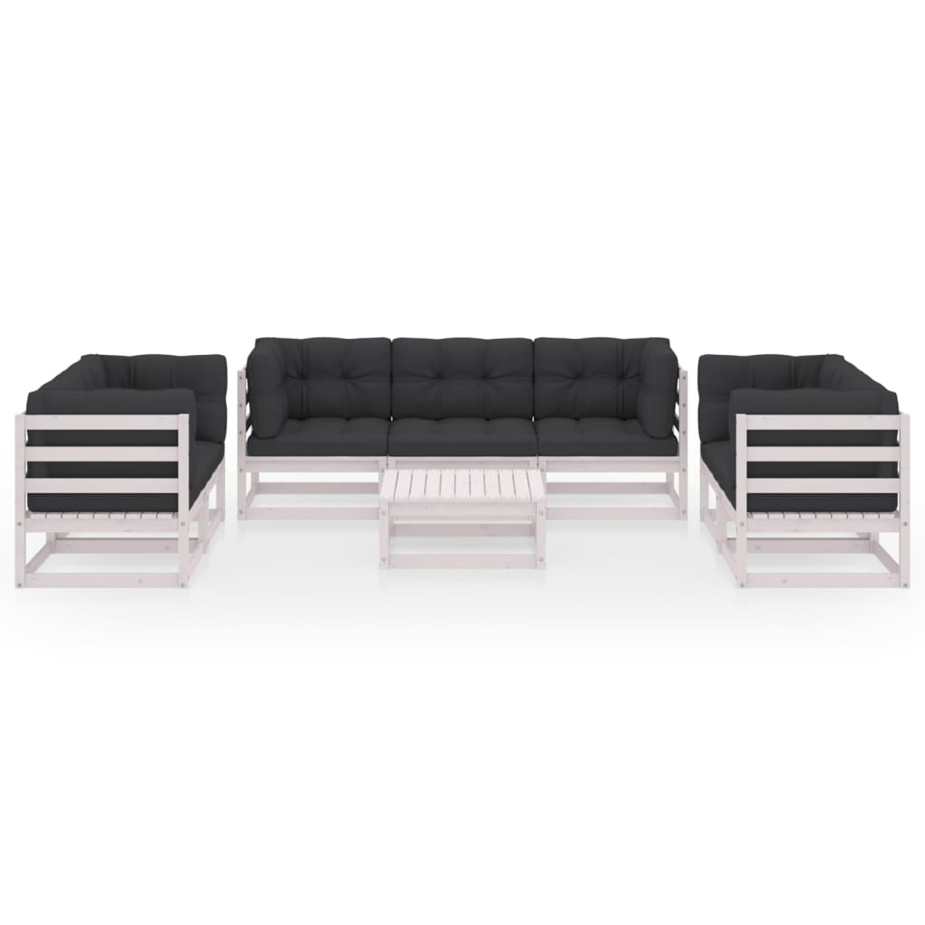 8-Delige Loungeset Met Kussens Massief Grenenhout