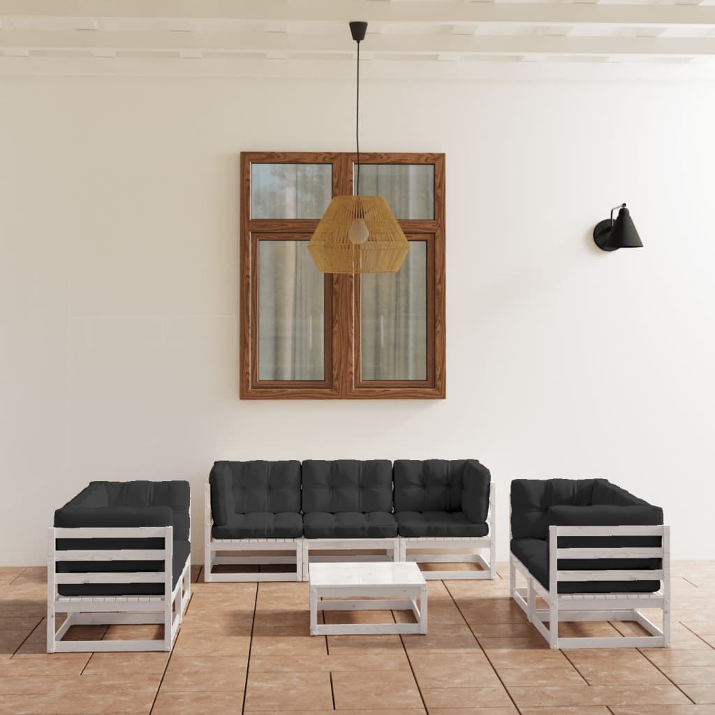 8-Delige Loungeset Met Kussens Massief Grenenhout