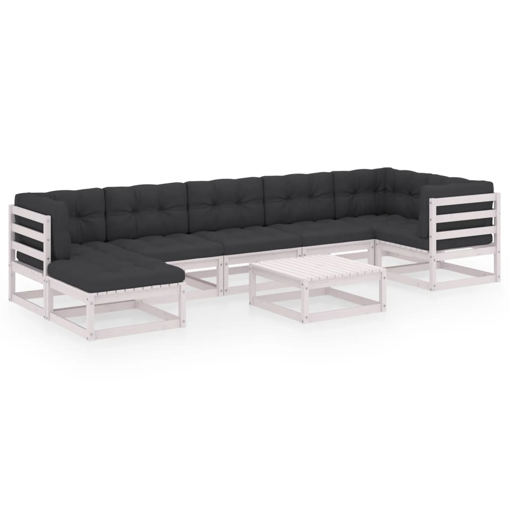 8-Delige Loungeset Met Kussens Massief Grenenhout