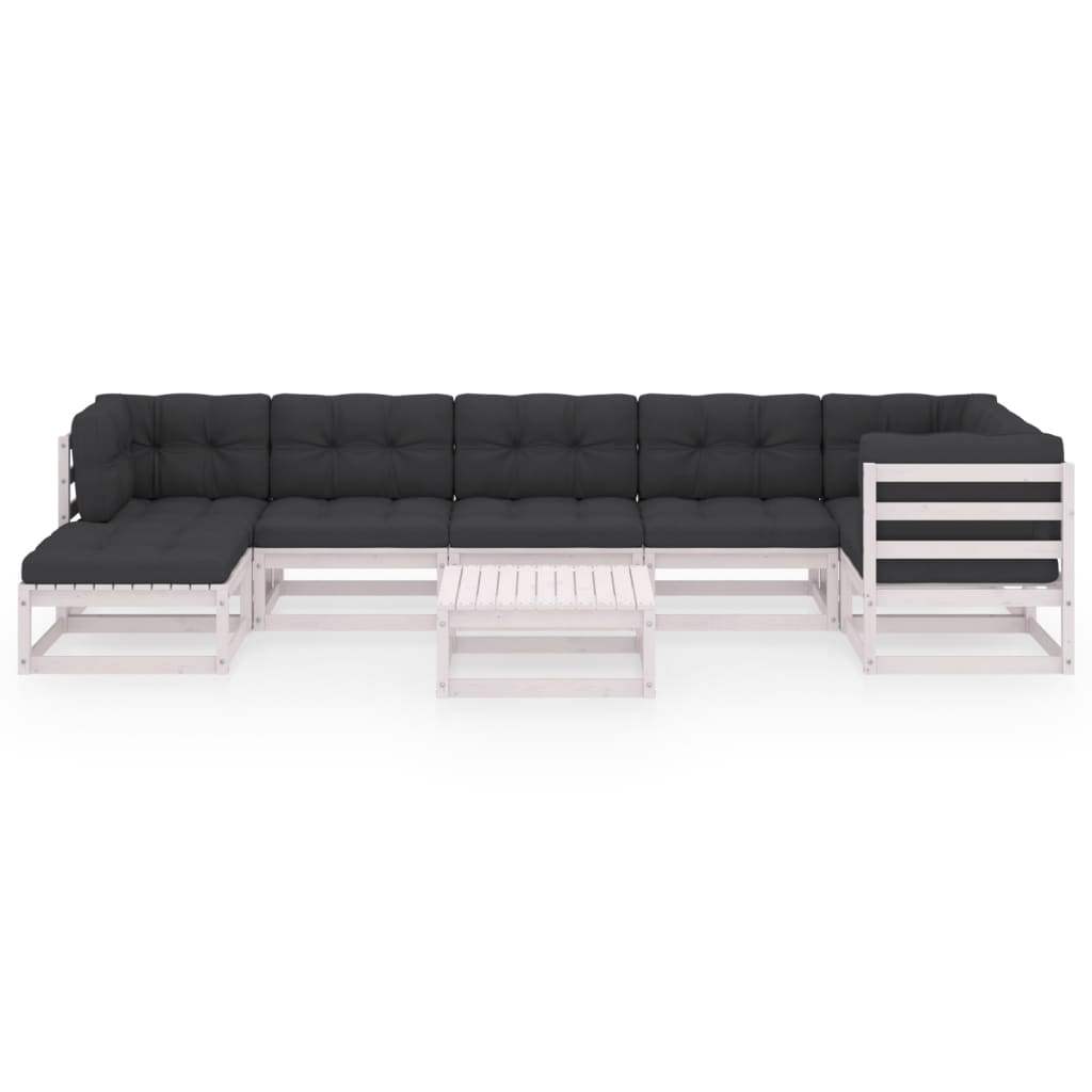 8-Delige Loungeset Met Kussens Massief Grenenhout