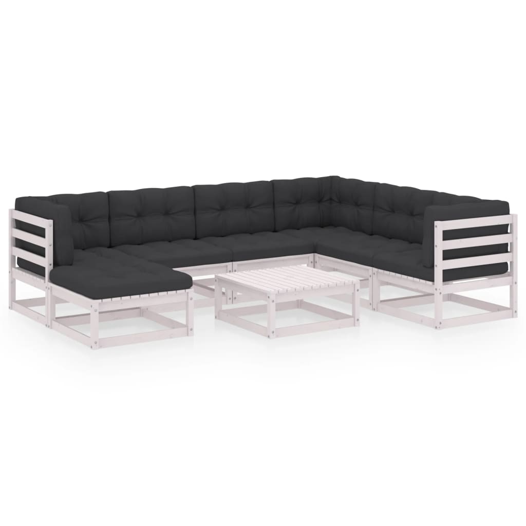 8-teiliges Lounge-Set mit Kissen aus massivem Kiefernholz