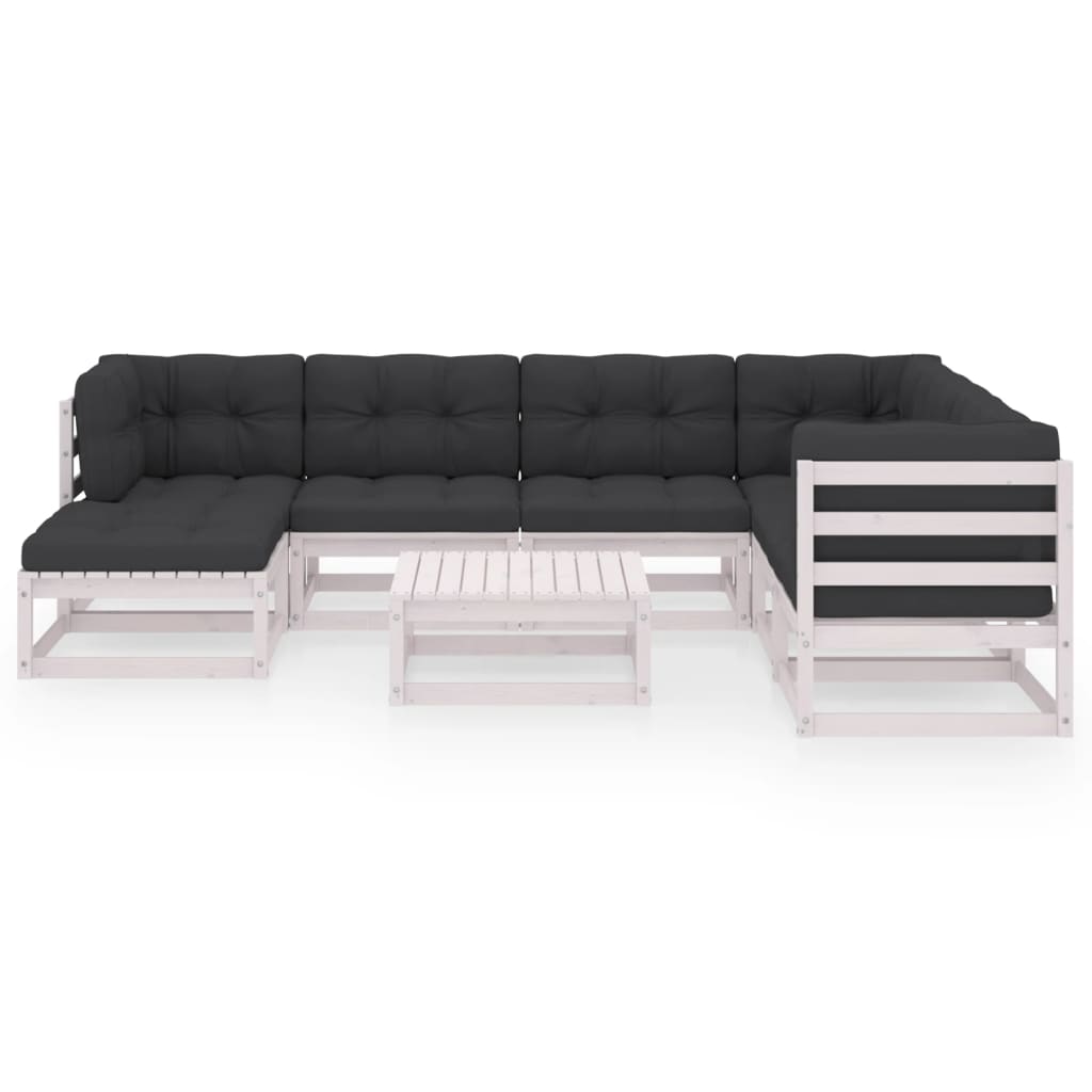 8-teiliges Lounge-Set mit Kissen aus massivem Kiefernholz