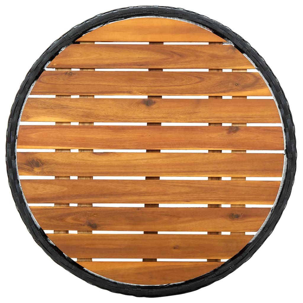 Salontafel 60 Cm Poly Rattan En Massief Acaciahout Zwart